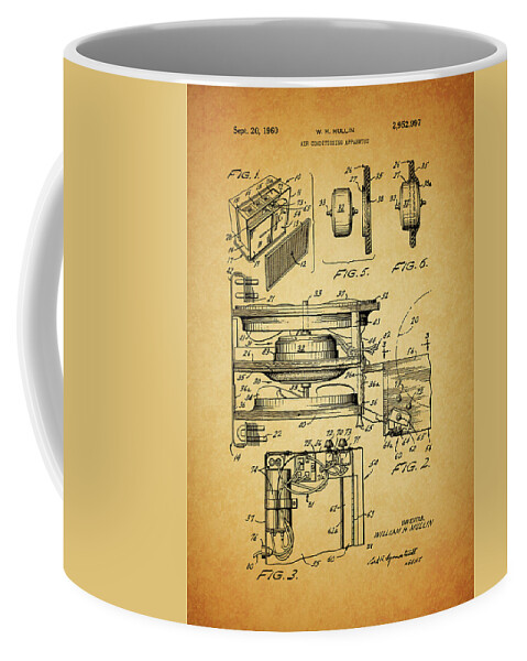 1960 Air Conditioner Patent Coffee Mug featuring the drawing 1960 Air Conditioner Patent Drawing by Dan Sproul