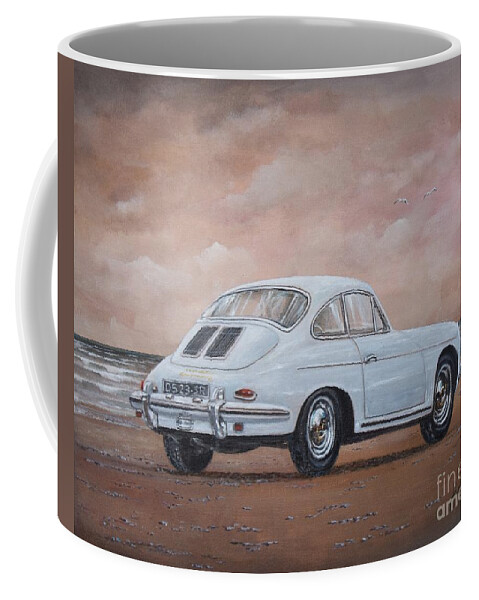 Pporsche Carrera Coffee Mug featuring the painting 1962 Porsche 356 carrera 2 by Sinisa Saratlic