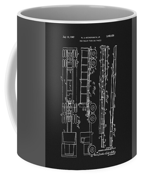 1962 Semi Truck Patent Coffee Mug featuring the drawing 1962 Semi Truck Patent by Dan Sproul