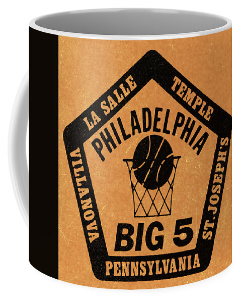 1983 Coffee Mug featuring the mixed media 1983 Philadelphia Big 5 College Basketball Art by Row One Brand