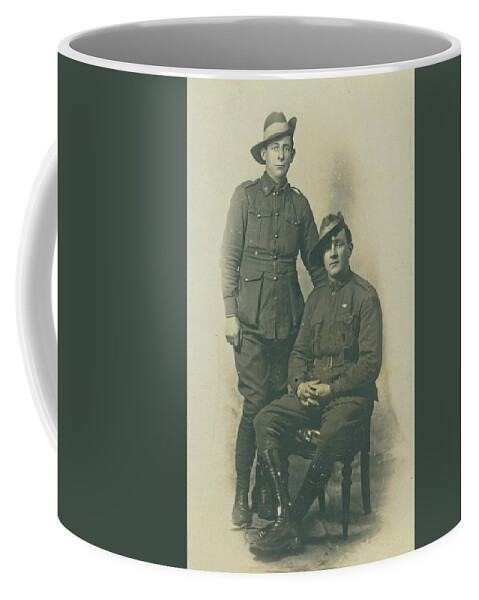Soldier Coffee Mug featuring the photograph 2 Australian? Soldiers Vintage Postcard by Steven Ralser