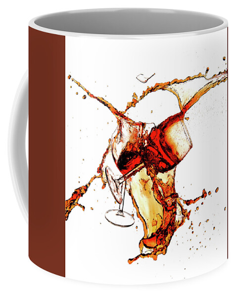 Damaged Coffee Mug featuring the photograph Broken wine glasses with wine splashes on a white background by Michalakis Ppalis