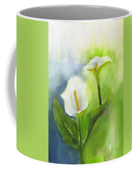 2 Cala Lilies Coffee Mug featuring the painting 2 Calla Lilies by Frank Bright