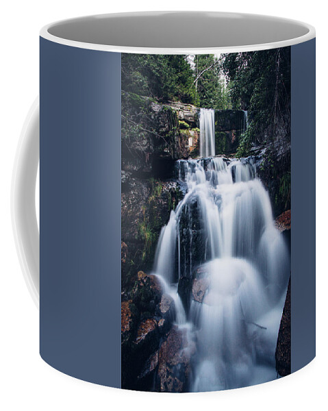 Jizera Mountains Coffee Mug featuring the photograph Cascade of two large waterfalls on the small river Jedlova by Vaclav Sonnek