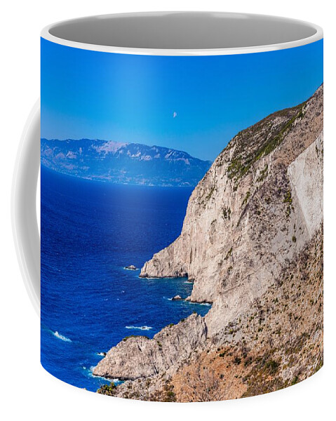 Greece Coffee Mug featuring the photograph Cliffs and Ioanian sea at Zakynthos, Greece. #2 by Michal Bednarek