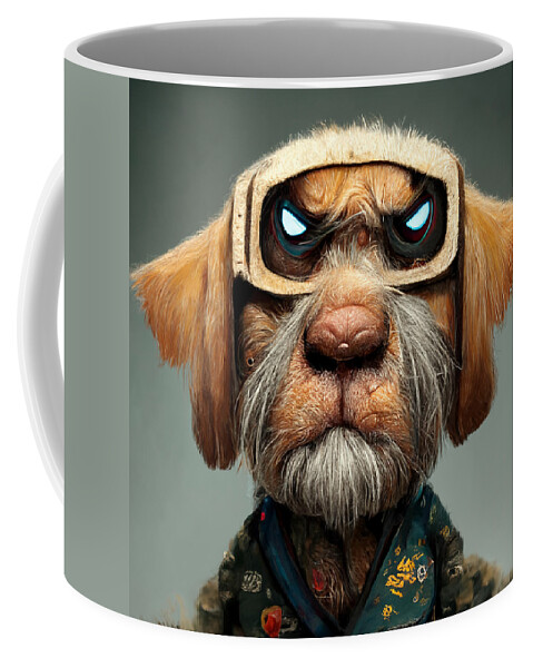 Cool Cartoon Old Warrior As A Dog  Realistic 6241641a 1b41 4aa6 B1ec E8a4615e4bed Coffee Mug featuring the painting Cool Cartoon Old Warrior As A Dog  Realistic 6241641a 1b41 4aa6 B1ec E8a4615e4bed #2 by MotionAge Designs