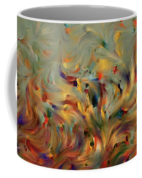 2 Corinthians; Green; Brown; Orange; Gold; Red; Faith Coffee Mug featuring the painting 2 Corinthians 5 7. Faith- Not Emotion by Mark Lawrence