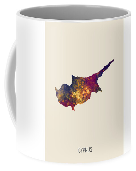 Cyprus Coffee Mug featuring the digital art Cyprus Watercolor Map by Michael Tompsett