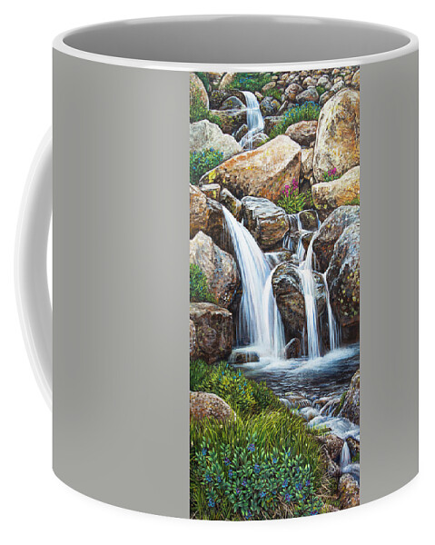 Waterfall Coffee Mug featuring the painting Flowing by Aaron Spong