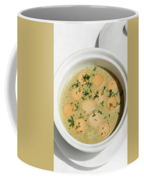 German traditional KARTOFFELSUPPE potato and sausage soup on whi #2 Coffee  Mug by JM Travel Photography - Pixels