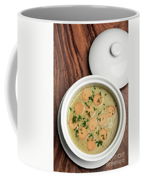German traditional KARTOFFELSUPPE potato and sausage soup on woo #2 Coffee  Mug by JM Travel Photography - Fine Art America