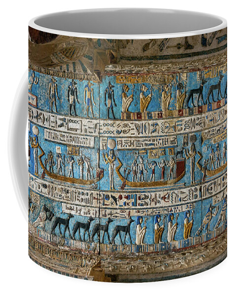Egypt Coffee Mug featuring the painting Hieroglyphic carvings in ancient egyptian temple #2 by Mikhail Kokhanchikov
