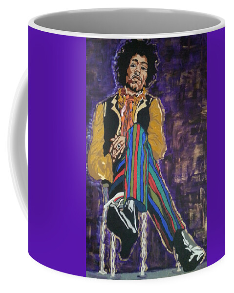 Jimi Hendrix Coffee Mug featuring the painting Jimi #2 by Rachel Natalie Rawlins