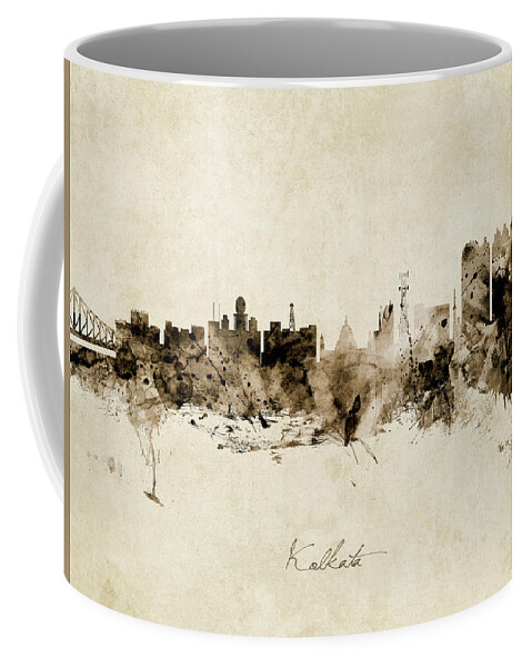Kolkata Coffee Mug featuring the digital art Kolkata India Skyline by Michael Tompsett