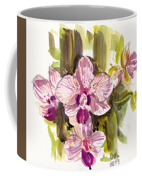 Flower Coffee Mug featuring the painting Pink Orchids by George Cret
