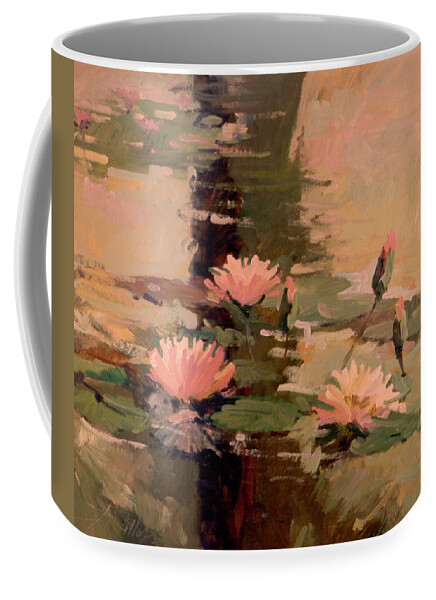 Water Lily Paintings Coffee Mug featuring the painting Pond Blossoms - Water Lilies #1 by Elizabeth - Betty Jean Billups