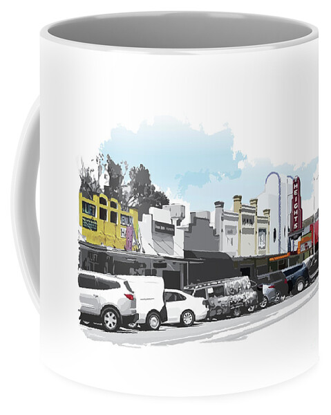 Jan M Stephenson Designs Coffee Mug featuring the digital art 19th Street Shades of Color, Houston Heights Texas by Jan M Stephenson