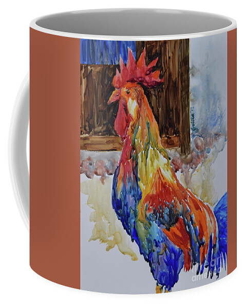  Coffee Mug featuring the painting Rooster #2 by Jyotika Shroff