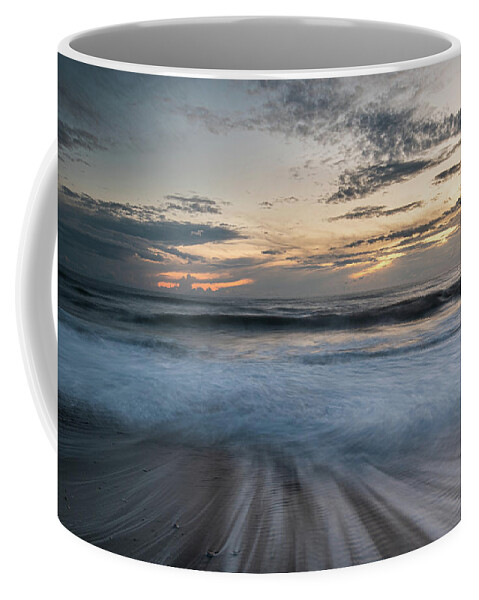 Seascape Coffee Mug featuring the photograph Seawaves splashing on the coast during a dramatic sunset #3 by Michalakis Ppalis