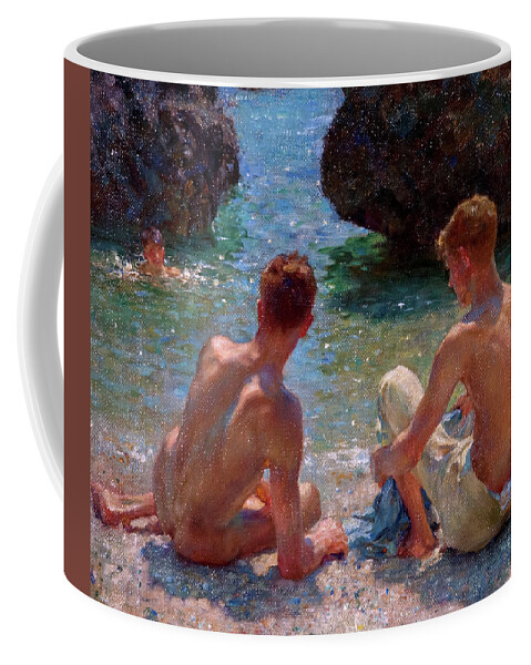 Nude Coffee Mug featuring the painting The Critics #2 by Henry Scott Tuke