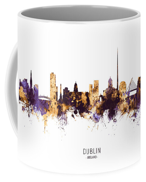 Dublin Coffee Mug featuring the digital art Dublin Ireland Skyline by Michael Tompsett