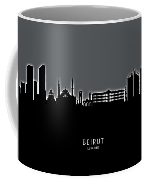 Beirut Coffee Mug featuring the digital art Beirut Lebanon Skyline by Michael Tompsett