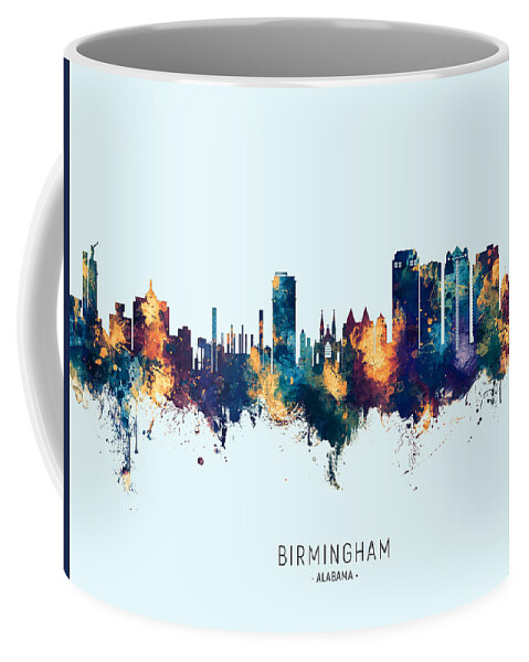 Birmingham Coffee Mug featuring the digital art Birmingham Alabama Skyline #25 by Michael Tompsett