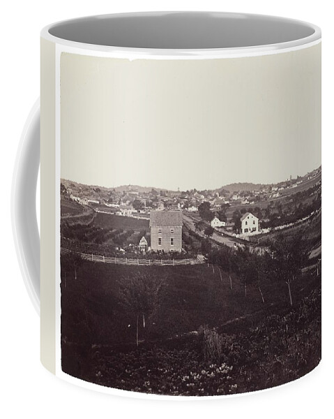 Formerly Attributed To Mathew B. Brady Wagon And Unidentified Union Army Tented Encampment In Distance Coffee Mug featuring the painting formerly attributed to MATHEW B. BRADY Wagon and Unidentified Union Army Tented Encampment in Distan by MotionAge Designs