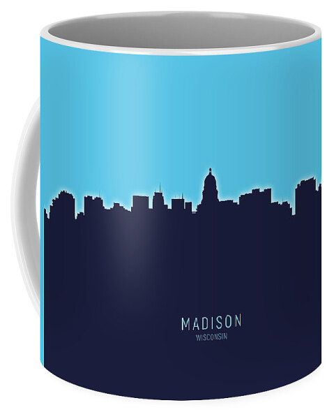 Madison Coffee Mug featuring the digital art Madison Wisconsin Skyline by Michael Tompsett