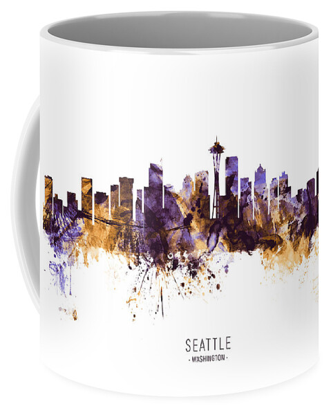 Seattle Coffee Mug featuring the digital art Seattle Washington Skyline #25 by Michael Tompsett