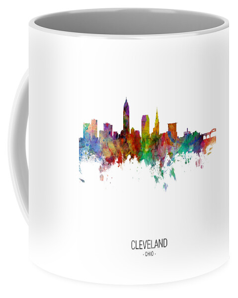 Cleveland Coffee Mug featuring the digital art Cleveland Ohio Skyline by Michael Tompsett