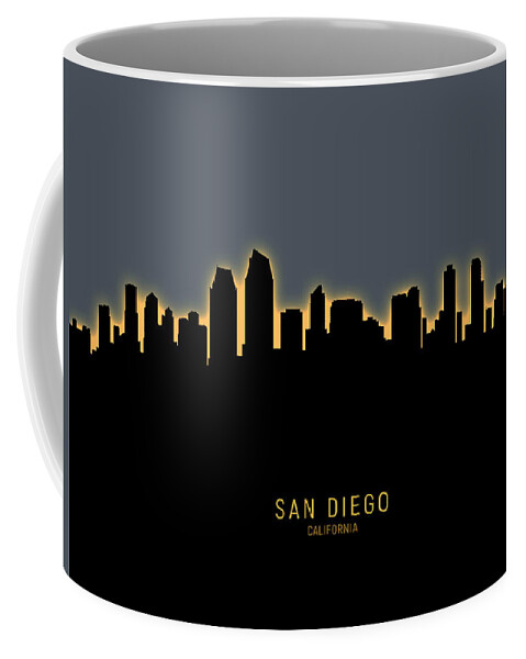 San Diego Coffee Mug featuring the digital art San Diego California Skyline #26 by Michael Tompsett