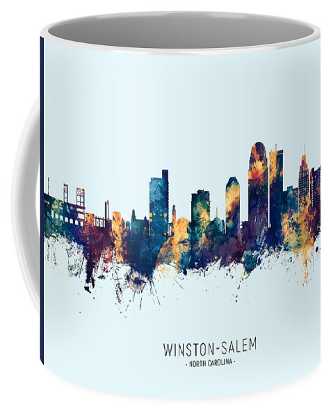 Winston-salem Coffee Mug featuring the digital art Winston-Salem North Carolina Skyline by Michael Tompsett