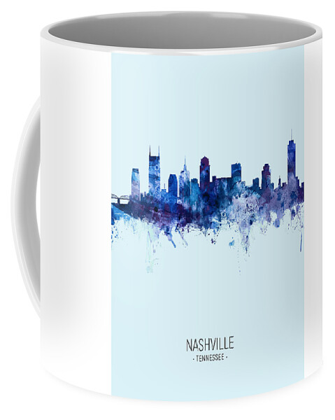 Nashville Coffee Mug featuring the digital art Nashville Tennessee Skyline #27 by Michael Tompsett