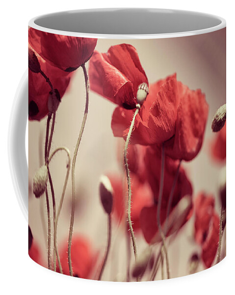 Poppy Coffee Mug featuring the photograph Summer Poppy Meadow by Nailia Schwarz