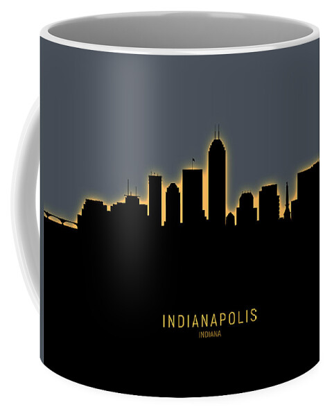 Indianapolis Coffee Mug featuring the digital art Indianapolis Indiana Skyline by Michael Tompsett