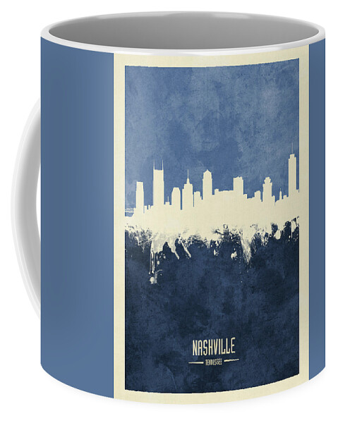 Nashville Coffee Mug featuring the digital art Nashville Tennessee Skyline #29 by Michael Tompsett