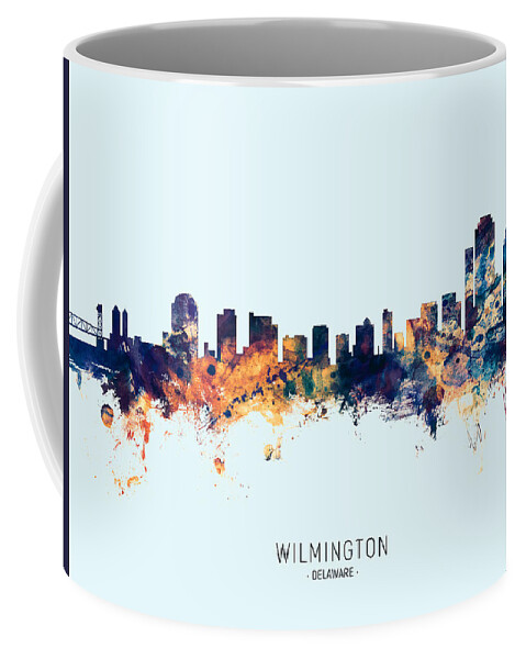 Wilmington Coffee Mug featuring the digital art Wilmington Delaware Skyline by Michael Tompsett