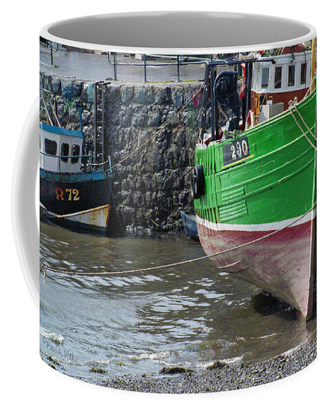 Boat Coffee Mug featuring the photograph 290 and R72 boats Oban harbor by Paul Vitko