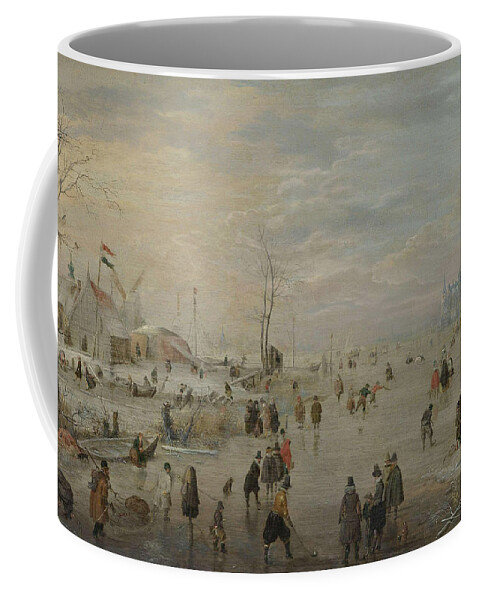 Hendrick Avercamp Coffee Mug featuring the painting Enjoying the Ice #4 by Hendrick Avercamp