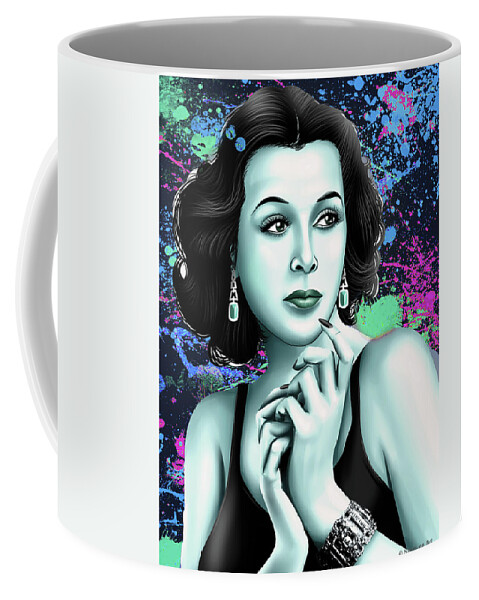 Lamarr Coffee Mug featuring the mixed media Hedy Lamarr retro by Movie World Posters
