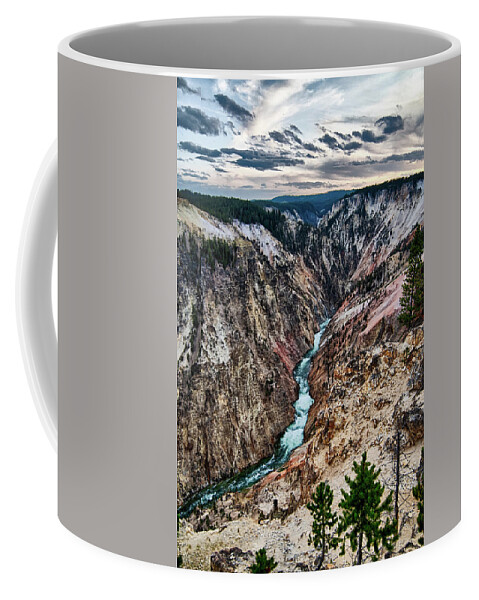 Nature Coffee Mug featuring the photograph Lower falls of the yellowstone national park from artist point a #3 by Alex Grichenko
