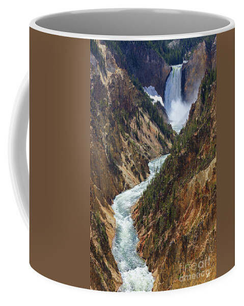 Cascade Coffee Mug featuring the photograph Lower Falls on the Yellowstone river #3 by Henk Meijer Photography