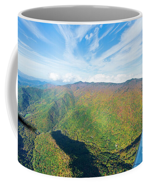 Mount Mitchell State Park Coffee Mug featuring the photograph Mount Mitchell State Park Peak Autumn Colors Aerial View #3 by David Oppenheimer