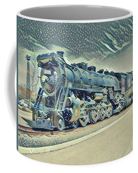 Locomotive Coffee Mug featuring the mixed media Steam Locomotive by Christopher Reed