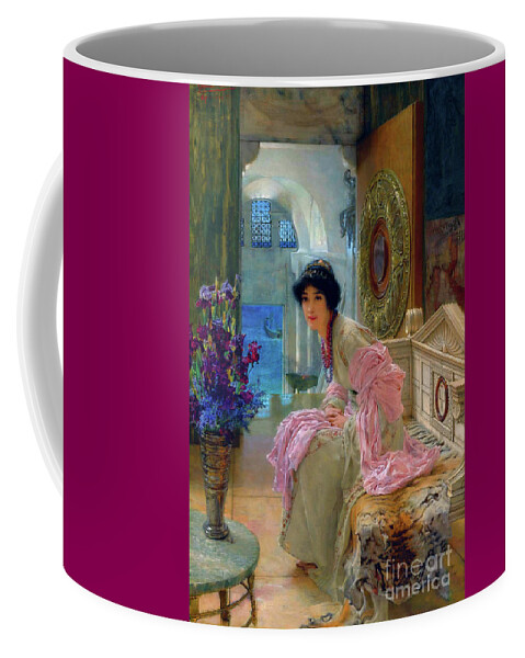 Academism Coffee Mug featuring the painting Watching and waiting #3 by Lawrence Alma Tadema