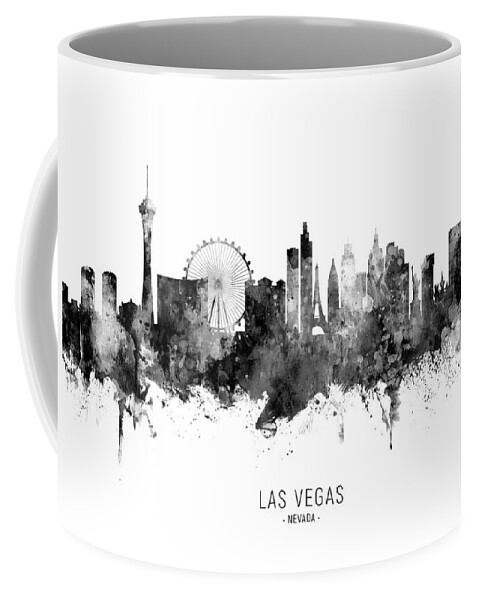 Las Vegas Coffee Mug featuring the digital art Las Vegas Nevada Skyline by Michael Tompsett