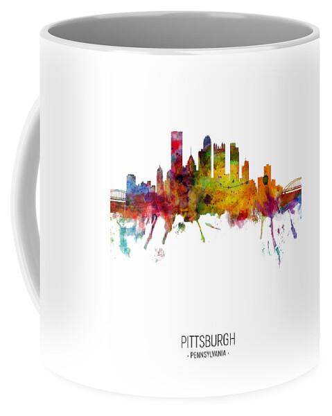 Pittsburgh Coffee Mug featuring the digital art Pittsburgh Pennsylvania Skyline by Michael Tompsett