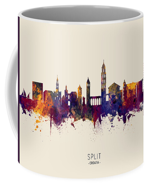 Split Coffee Mug featuring the digital art Split Croatia Skyline by Michael Tompsett