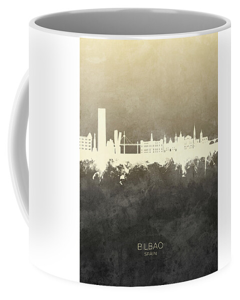 Bilbao Coffee Mug featuring the digital art Bilbao Spain Skyline #32 by Michael Tompsett